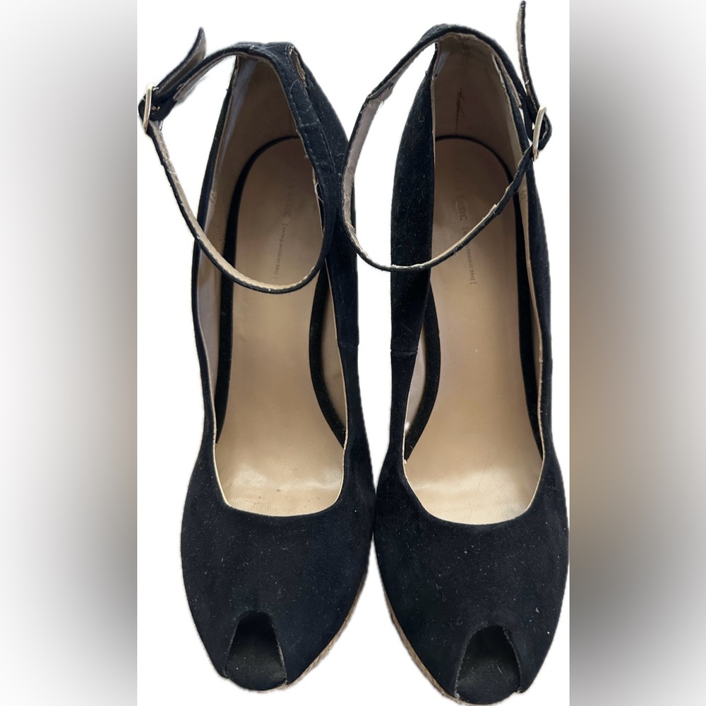 Zara Basic Black Peep Toe Wedges - image 4